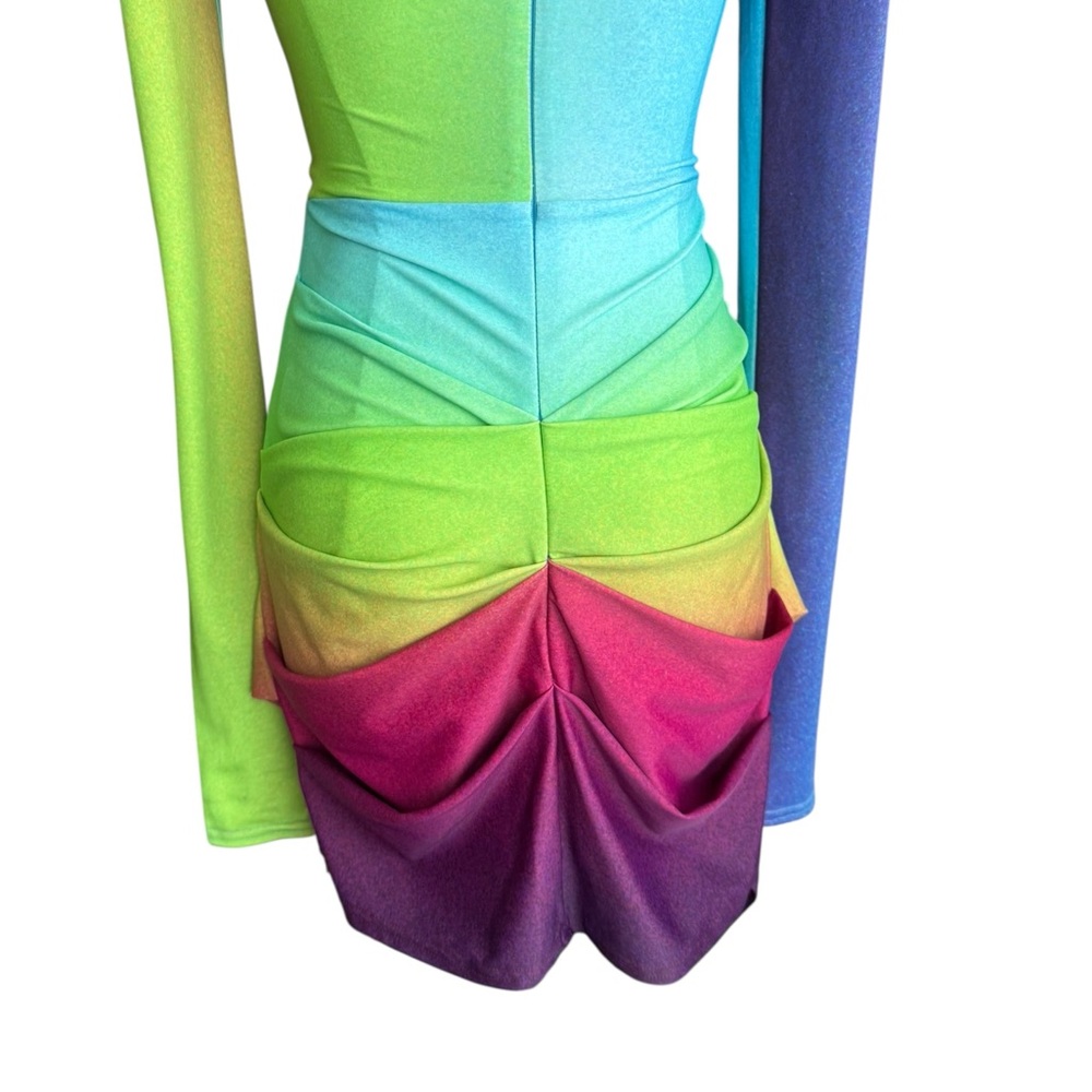 Alex Perry Halton Twist-Front Jersey Mini Dress in Gradient Multicolor US:4 AU:8 - Picture 10 of 12